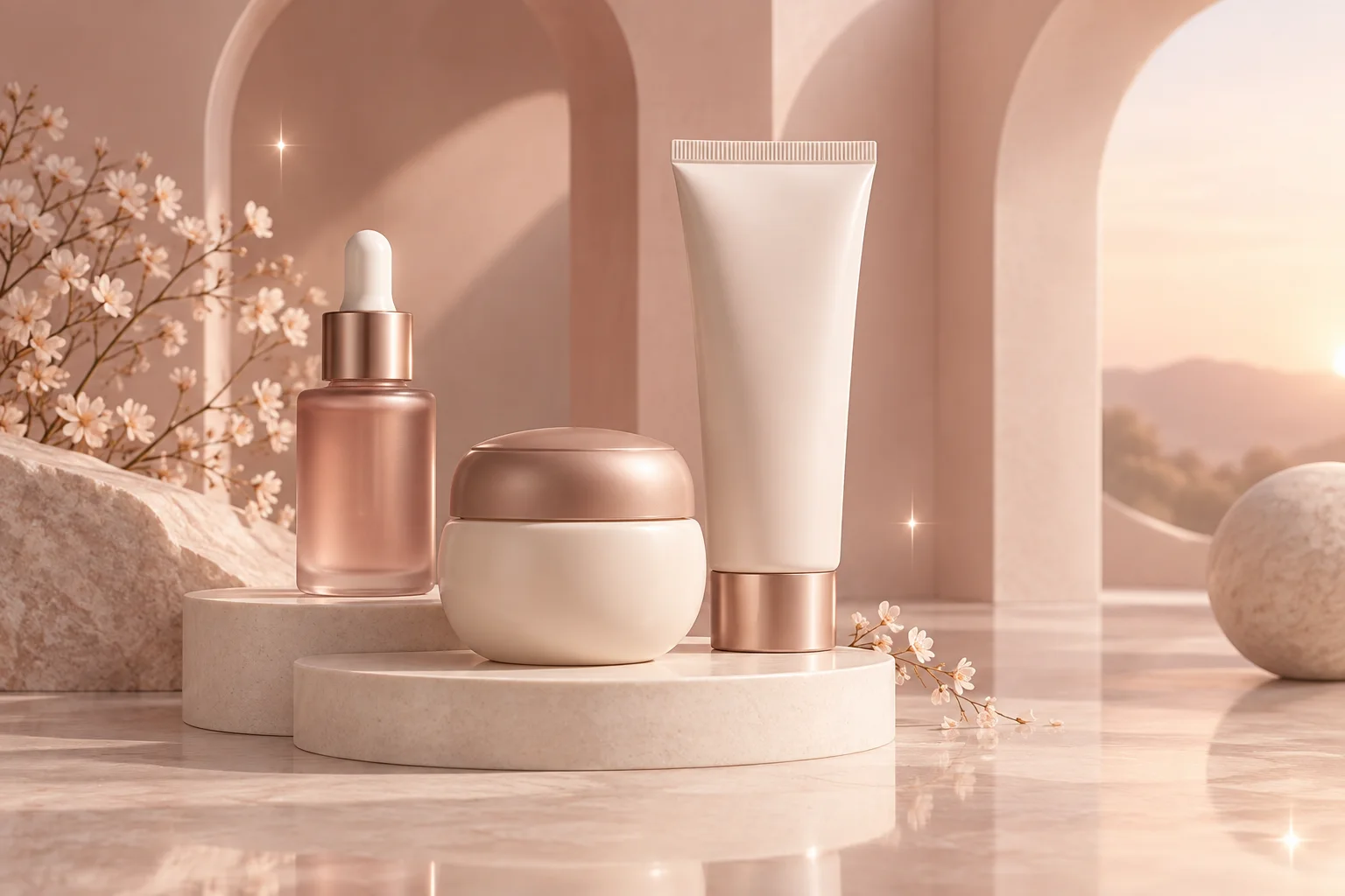 مجموعة عناية بالبشرة بألوان Glowy الهادئة